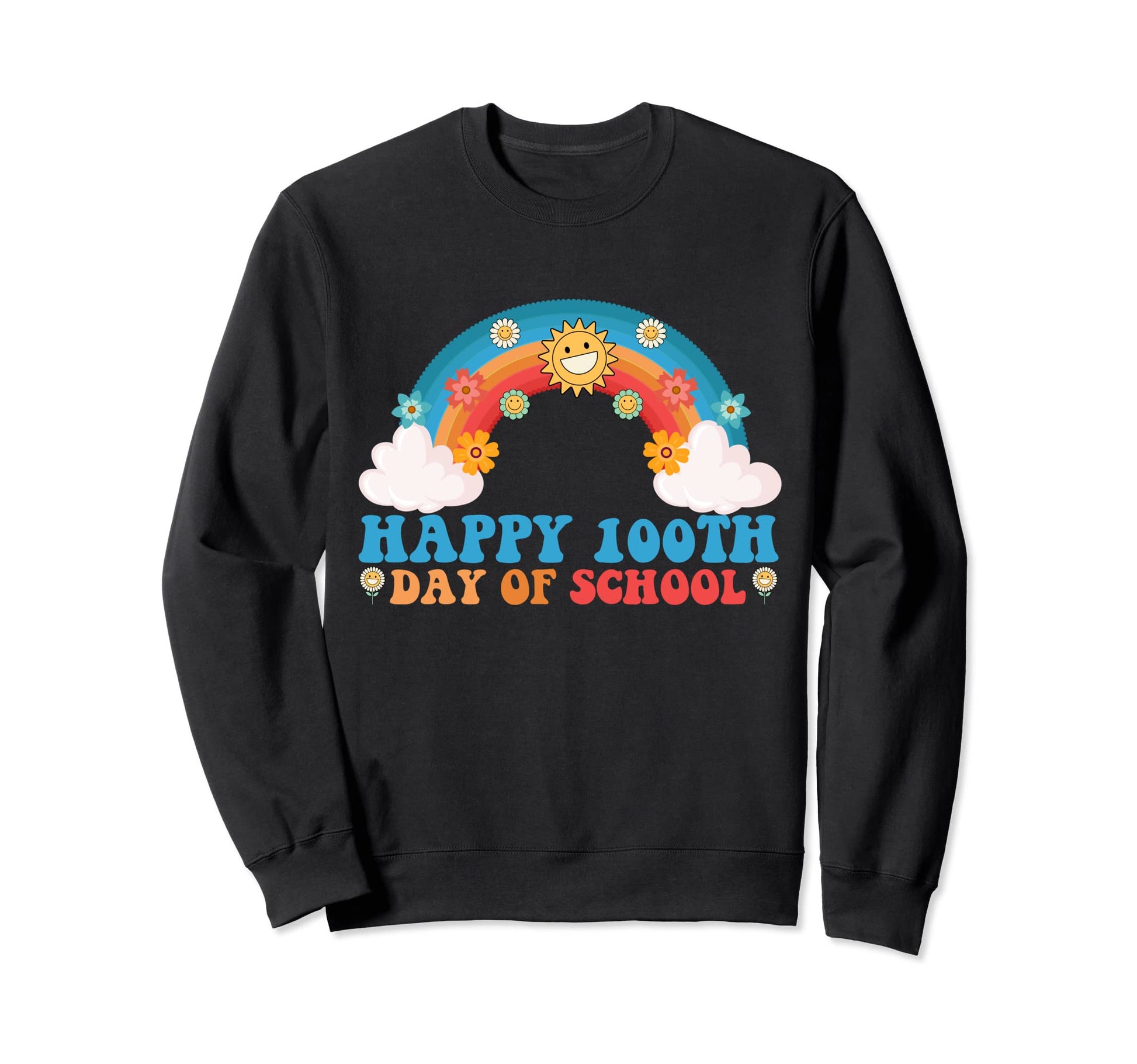 Groovy 100Th Day School 100 Days Sweatshirt - Trendy Graphic Unisex - T-Shirt, Sweatshirt, Hoodie