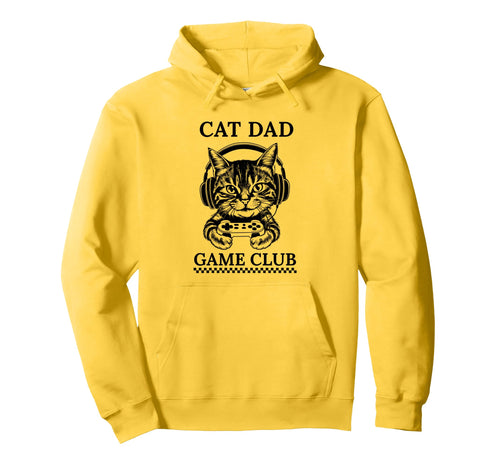Cat Dad Gamer Club Funny Gaming Cat Dad Hoodie - Custom Art Print Unisex - T-Shirt, Sweatshirt, Hoodie
