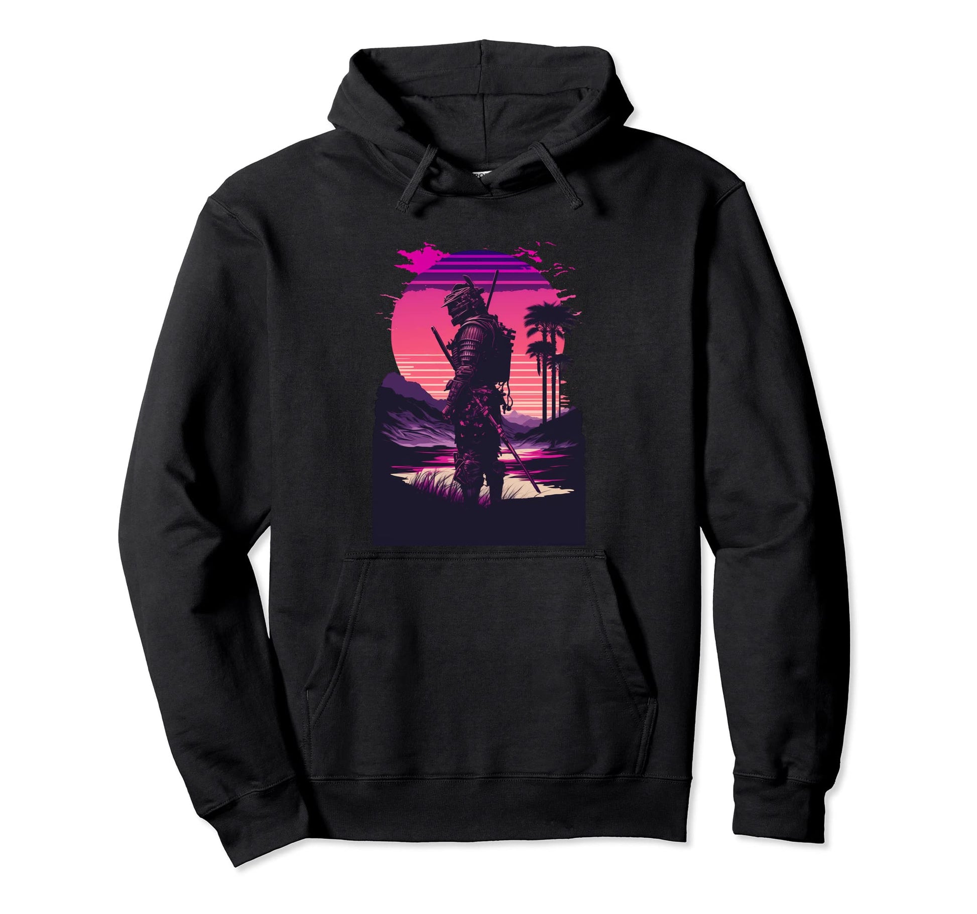 Vaporwave Aesthetic Cyberpunk Samurai Hoodie - Minimalist Print Men Women - T-Shirt, Sweatshirt, Hoodie