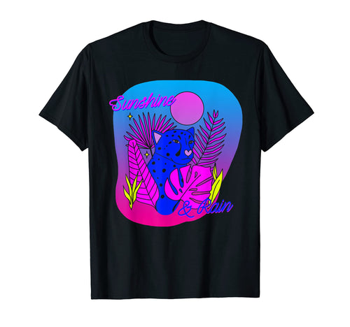 Cheetah Panther Vaporwave Aesthetic T-Shirt - Fun Novelty Design Unisex - T-Shirt, Sweatshirt, Hoodie