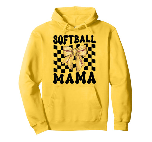 Softball Mama Coquette Bow Game Day Hoodie - Streetwear Style for Adults - T-Shirt, Sweatshirt, Hoodie