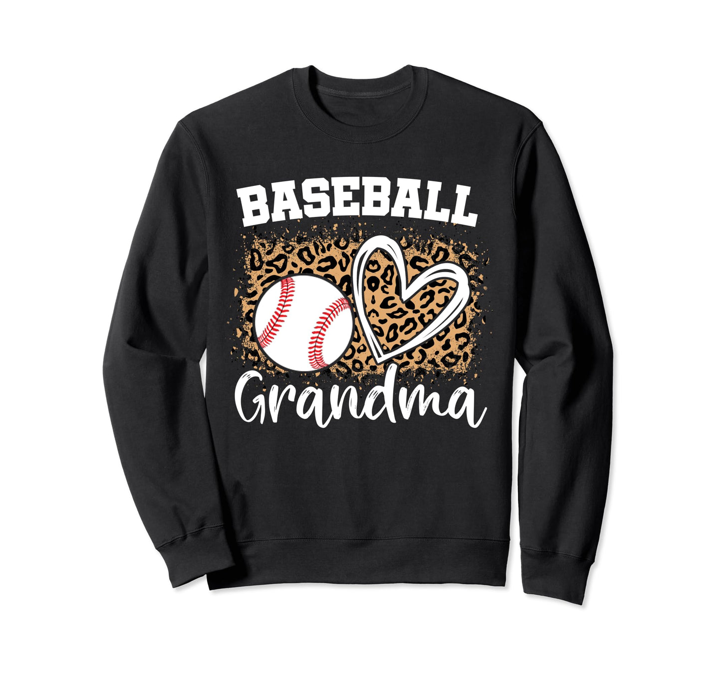 Baseball Grandma Leopard Heart Sweatshirt - Streetwear Style for Adults - T-Shirt, Sweatshirt, Hoodie