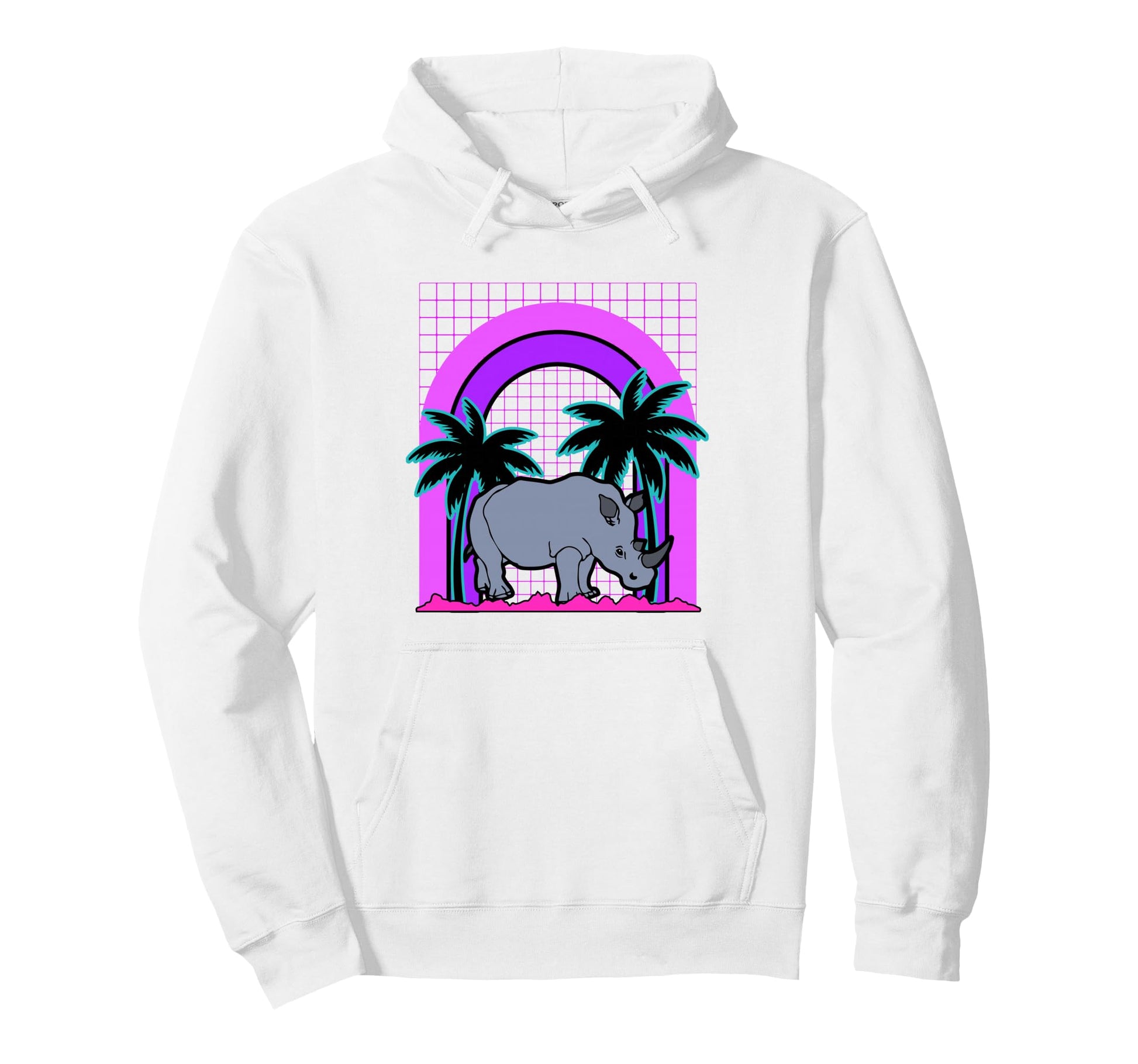 Aesthetic Vaporwave Outfits Rhino Hoodie - Streetwear Style Unisex - T-Shirt, Sweatshirt, Hoodie