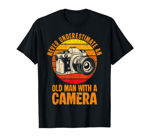 Never Underestimate Old Camera T-Shirt - Aesthetic Graphic for Adults - T-Shirt, Sweatshirt, Hoodie