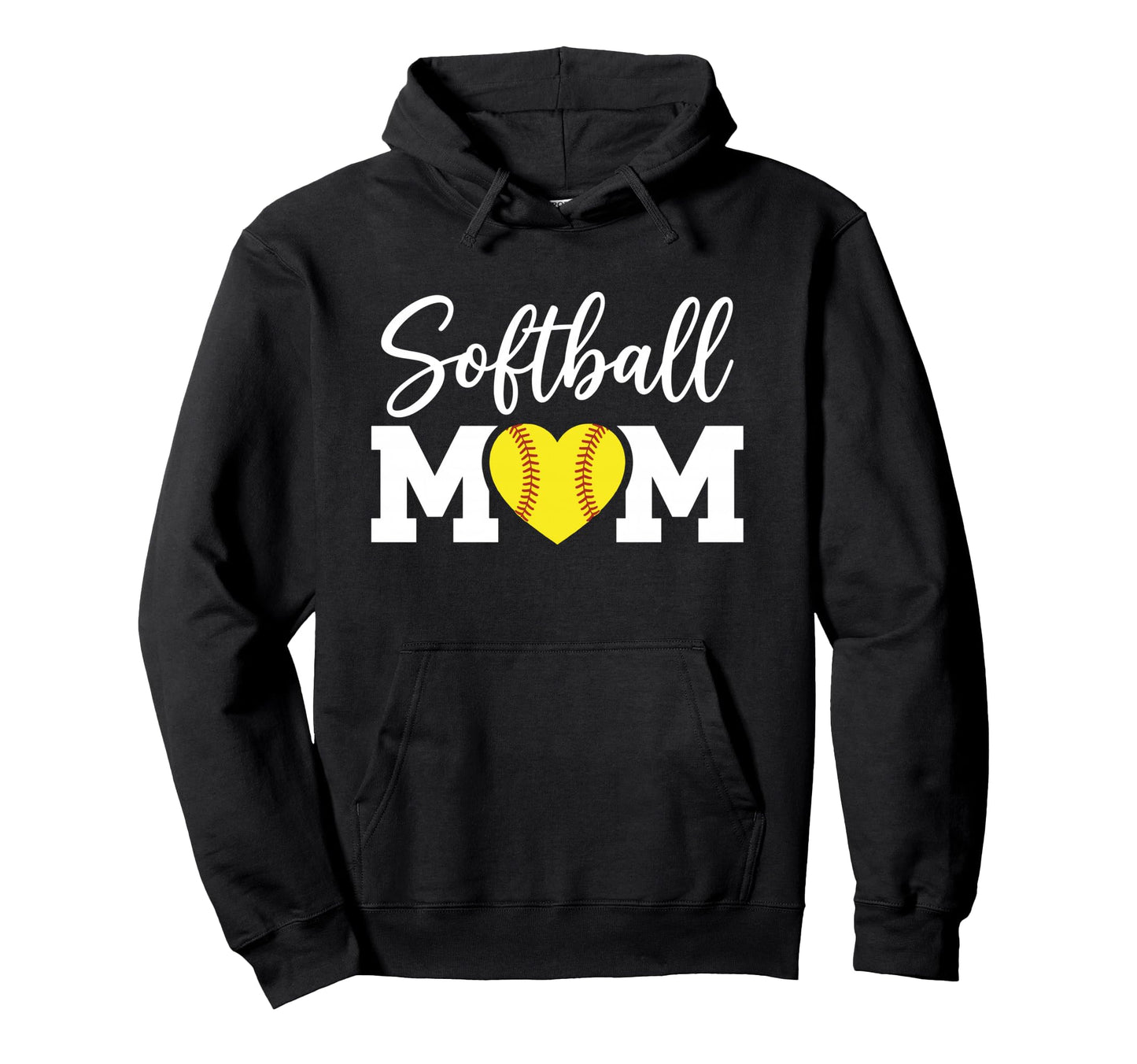 Softball Mom Heart Fastpitch Mama Hoodie - Casual Everyday Wear for Adults - T-Shirt, Sweatshirt, Hoodie