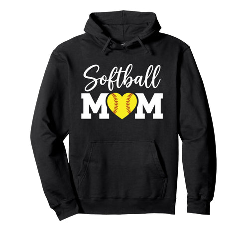 Softball Mom Heart Fastpitch Mama Hoodie - Casual Everyday Wear for Adults - T-Shirt, Sweatshirt, Hoodie