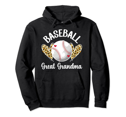 Baseball Great Grandma Hearts Baseball Hoodie - Graphic Print Unisex - T-Shirt, Sweatshirt, Hoodie