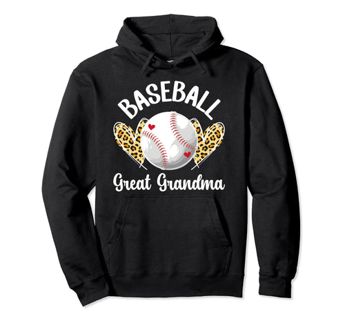 Baseball Great Grandma Hearts Baseball Hoodie - Graphic Print Unisex - T-Shirt, Sweatshirt, Hoodie