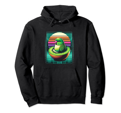 Cyberpunk Parakeet Vaporwave Sunrise Art Hoodie - Trendy Graphic for Adults - T-Shirt, Sweatshirt, Hoodie