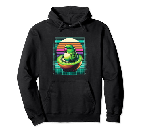 Cyberpunk Parakeet Vaporwave Sunrise Art Hoodie - Trendy Graphic for Adults - T-Shirt, Sweatshirt, Hoodie