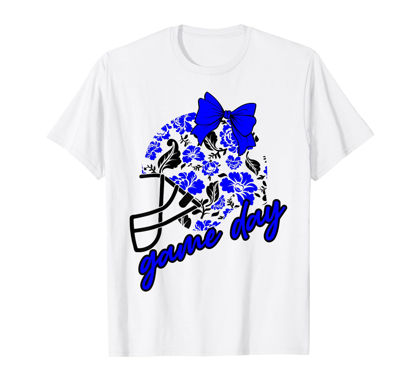 Blue Game Day Football Mom Floral T-Shirt - Trendy Graphic Men Women - T-Shirt, Sweatshirt, Hoodie