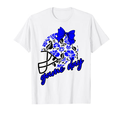 Blue Game Day Football Mom Floral T-Shirt - Trendy Graphic Men Women - T-Shirt, Sweatshirt, Hoodie