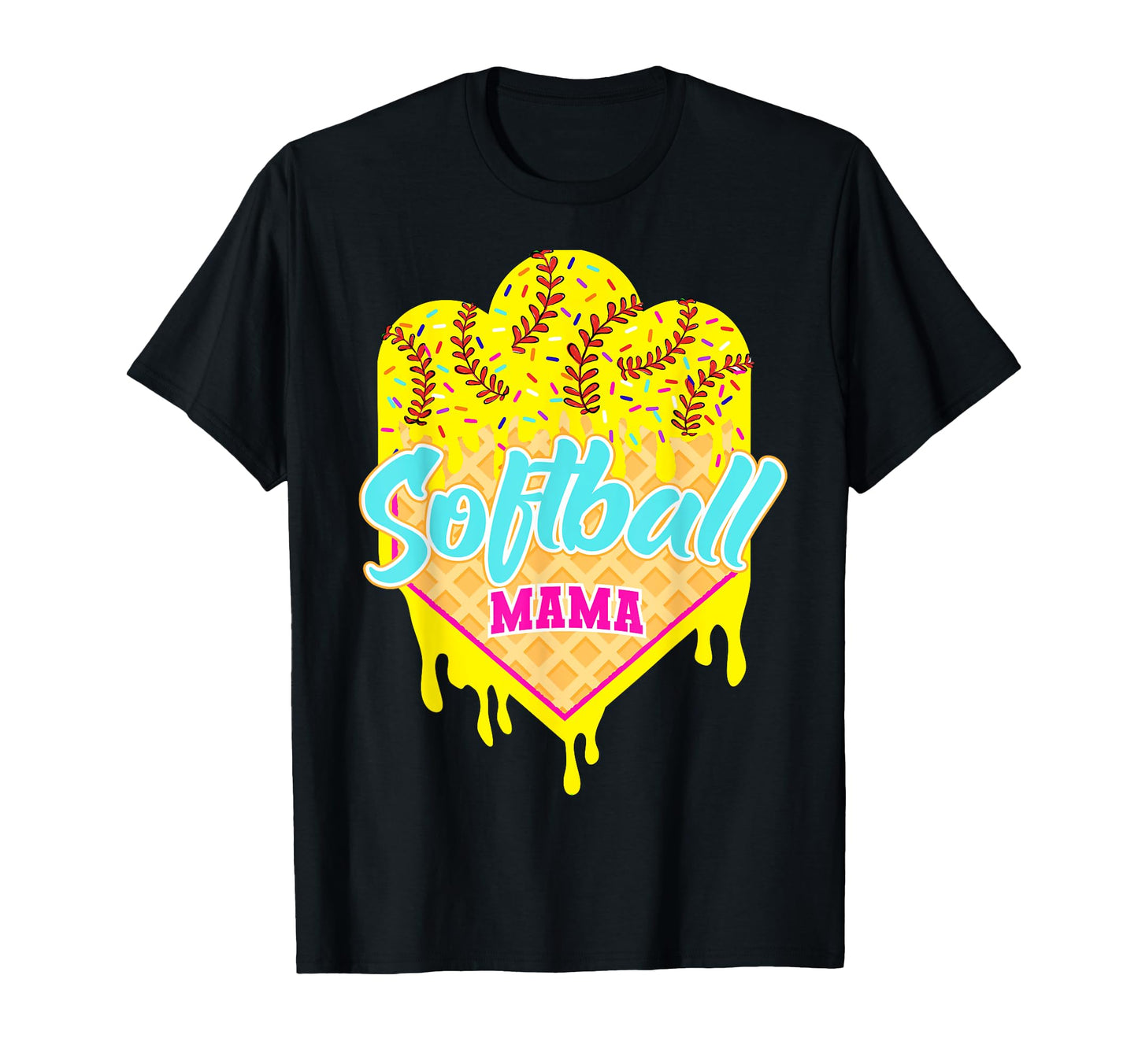 Softball Ice Cream Drip Mom Sweet T-Shirt - Aesthetic Graphic Unisex - T-Shirt, Sweatshirt, Hoodie