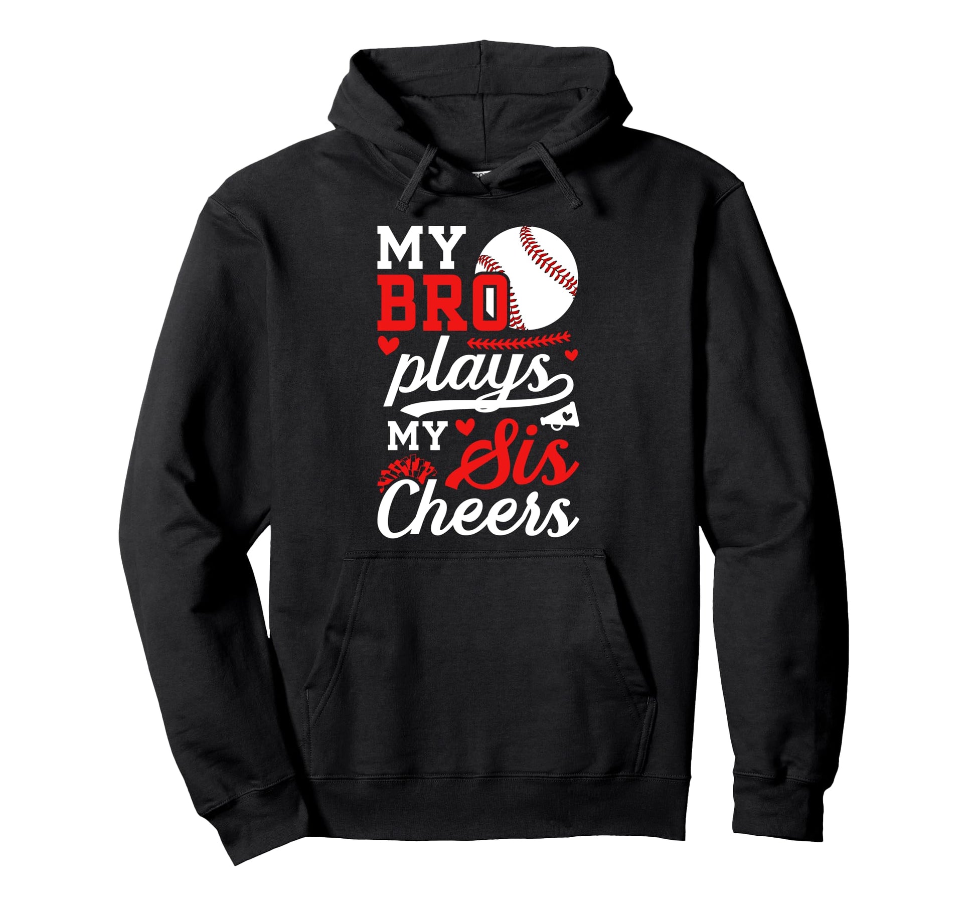Baseball Cheer Sister Baseball Player Hoodie - Graphic Print for Adults - T-Shirt, Sweatshirt, Hoodie