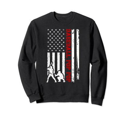 Baseball Pop Pop Us Flag Pop Pop Sweatshirt - Novelty Apparel Unisex - T-Shirt, Sweatshirt, Hoodie