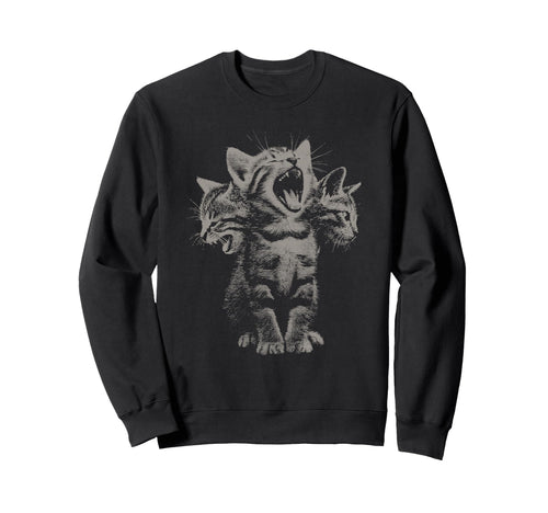 3 Headed Cat Funny Grunge Y2K 90S Sweatshirt - Minimalist Print for Adults - T-Shirt, Sweatshirt, Hoodie