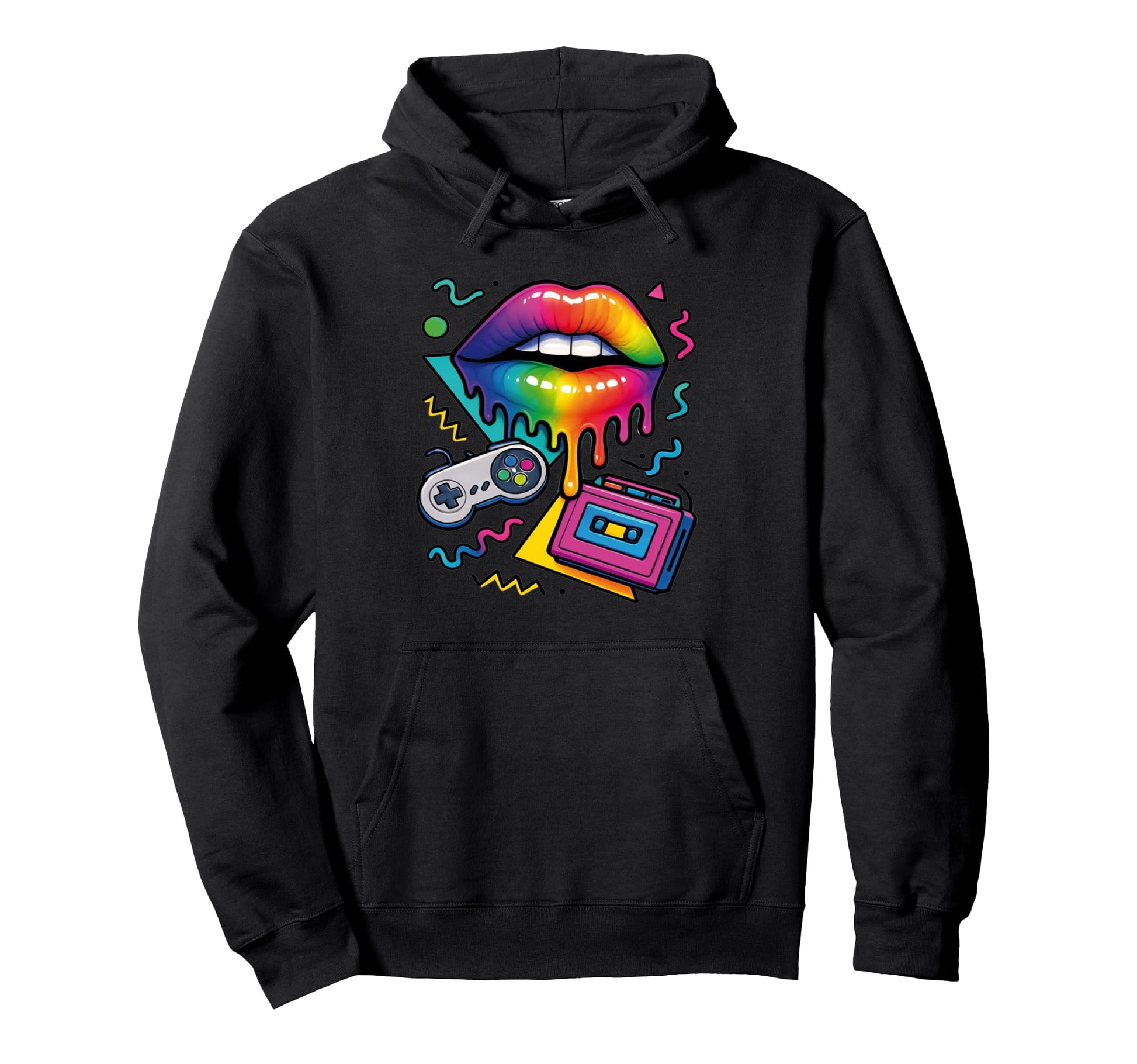 90S Pop Art Rainbow Lips Nostalgia Hoodie - Minimalist Print Unisex - T-Shirt, Sweatshirt, Hoodie