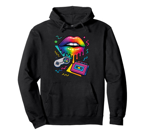 90S Pop Art Rainbow Lips Nostalgia Hoodie - Minimalist Print Unisex - T-Shirt, Sweatshirt, Hoodie