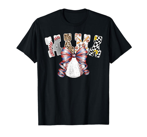 Baseball Mama Coquette Bow Game Day T-Shirt - Novelty Apparel Unisex - T-Shirt, Sweatshirt, Hoodie