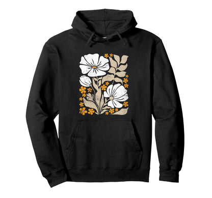Boho Flowers Abstract Poppies Flower Hoodie - Aesthetic Graphic Men Women - T-Shirt, Sweatshirt, Hoodie