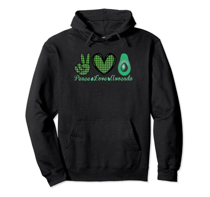 Funny Peace Love Avocado Lovers Gift Hoodie - Trendy Graphic for Adults - T-Shirt, Sweatshirt, Hoodie