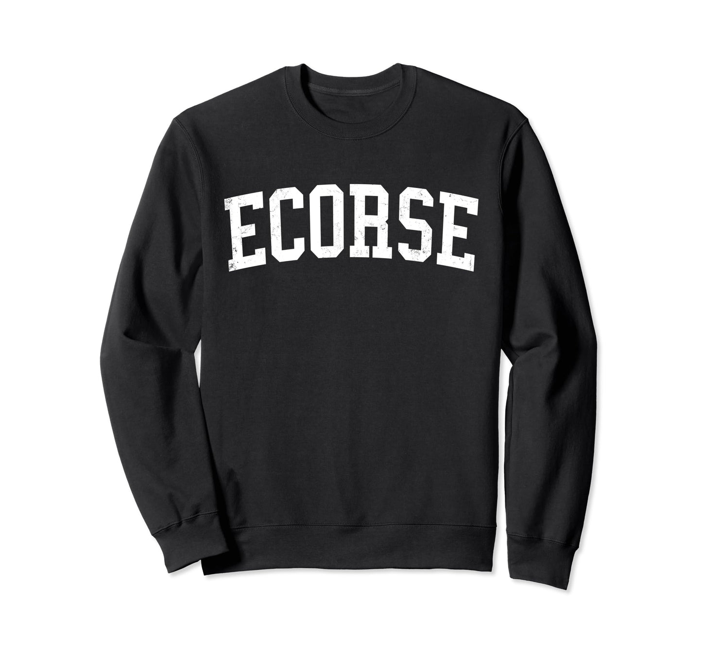 Ecorse Mi Distressed White Varsity Sweatshirt - Aesthetic Graphic Men Women - T-Shirt, Sweatshirt, Hoodie