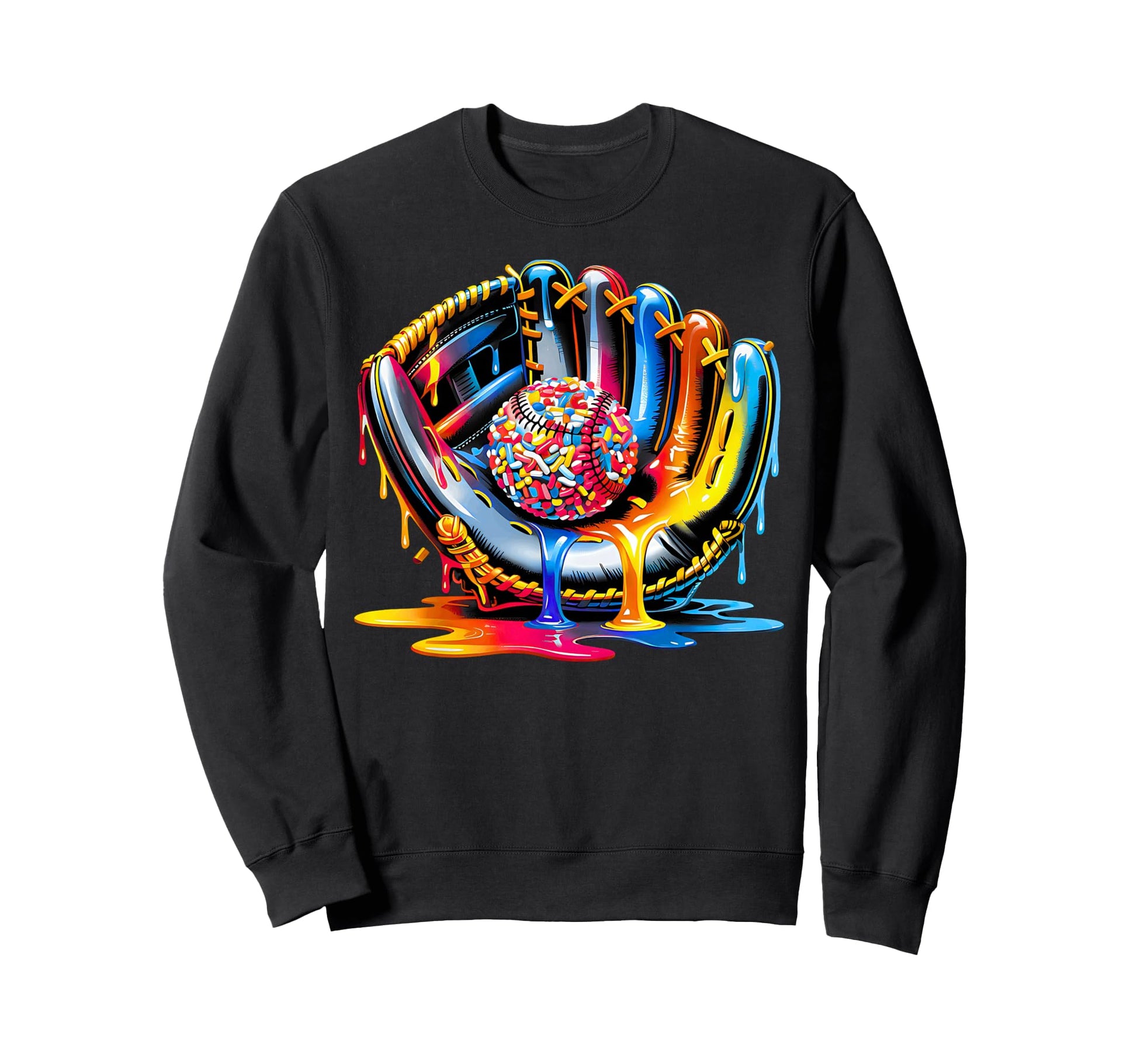 Baseball Drip Ice Cream Drip Sweatshirt - Trendy Graphic for Adults - T-Shirt, Sweatshirt, Hoodie