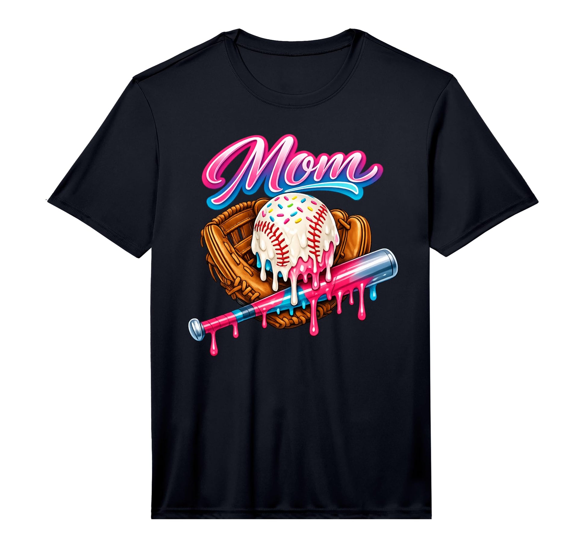 Baseball Mom Ice Cream Drip Baseball T-Shirt - Streetwear Style for Adults - T-Shirt, Sweatshirt, Hoodie
