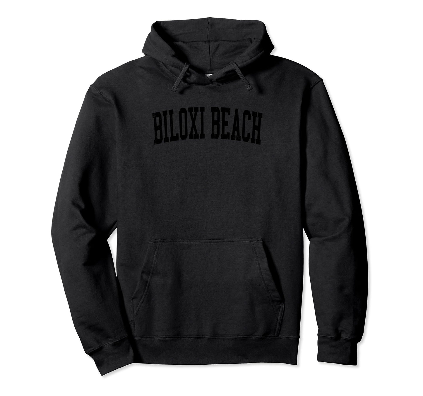 Biloxi Beach Distressed Black Varsity Hoodie - Graphic Print Men Women - T-Shirt, Sweatshirt, Hoodie