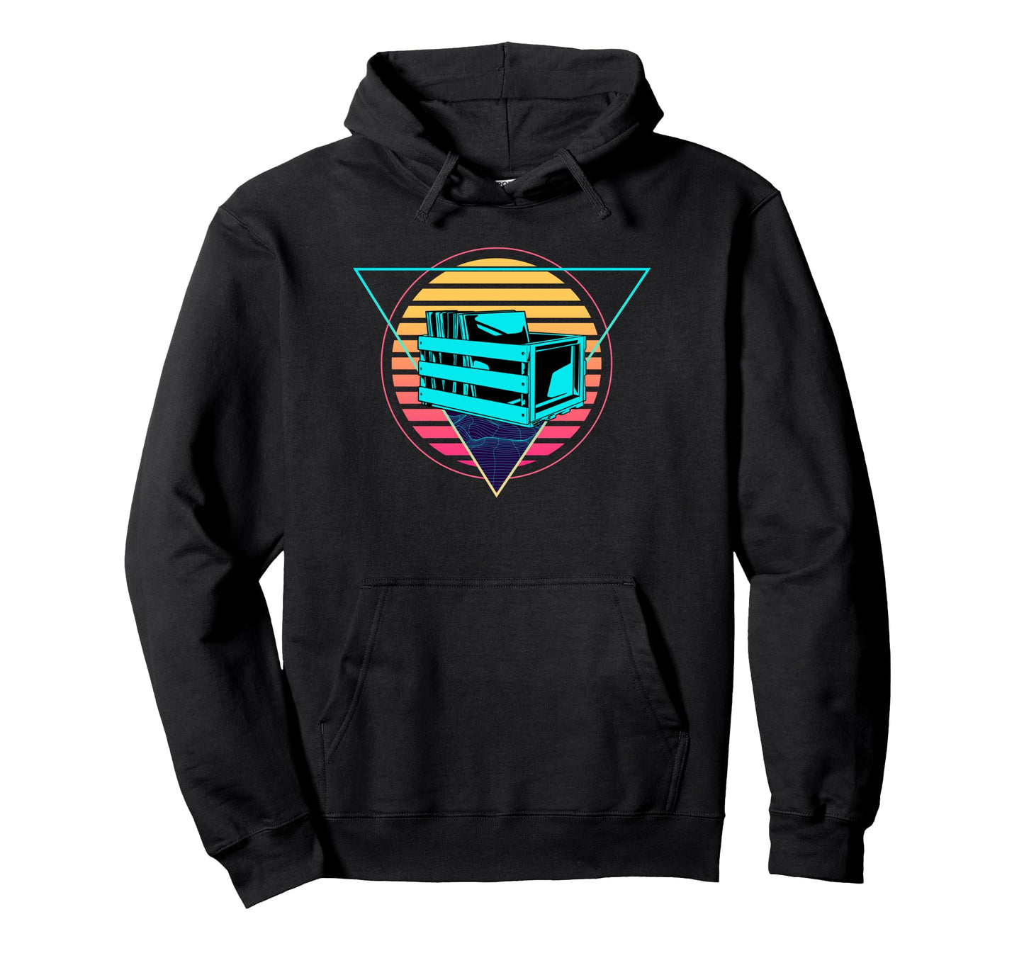 Futuristic Vinyl Record Synthwave Hoodie - Minimalist Print Men Women - T-Shirt, Sweatshirt, Hoodie
