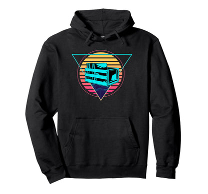 Futuristic Vinyl Record Synthwave Hoodie - Minimalist Print Men Women - T-Shirt, Sweatshirt, Hoodie