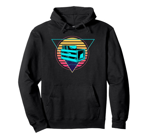 Futuristic Vinyl Record Synthwave Hoodie - Minimalist Print Men Women - T-Shirt, Sweatshirt, Hoodie