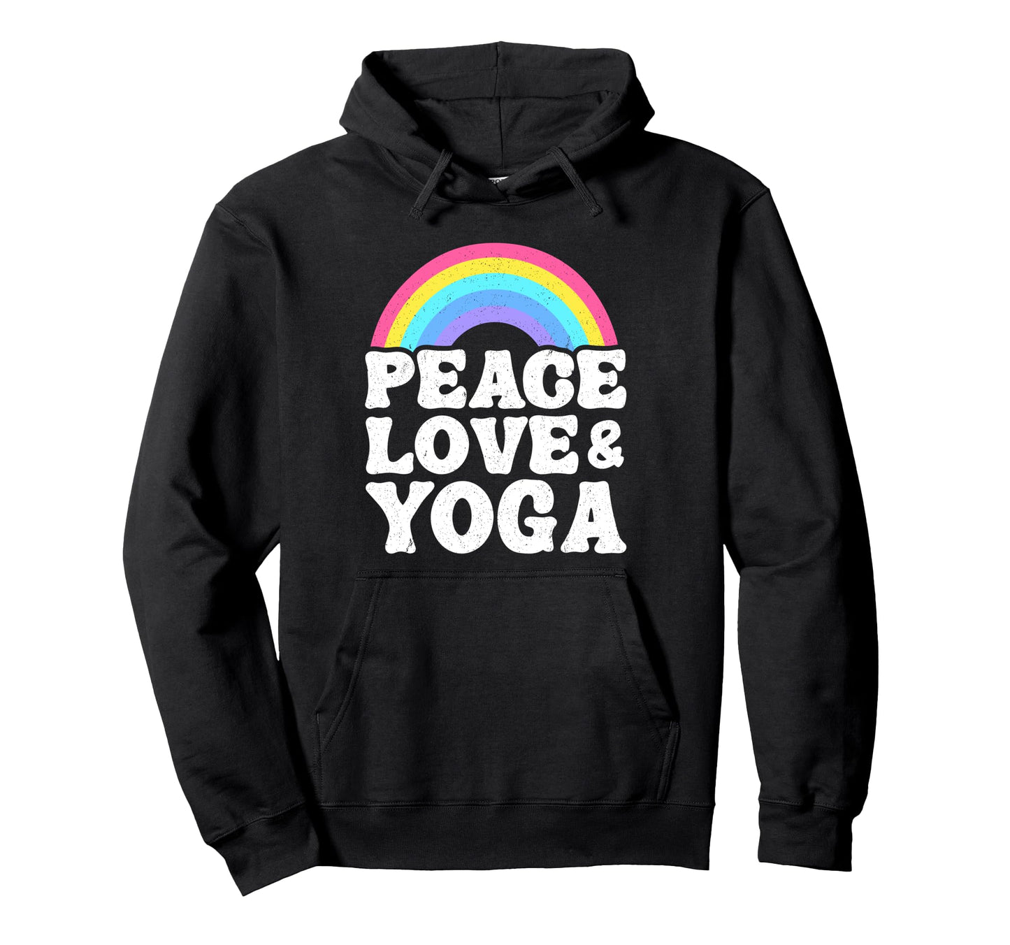 Peace Love Yoga Rainbow Hippie Yoga Hoodie - Custom Art Print Unisex - T-Shirt, Sweatshirt, Hoodie