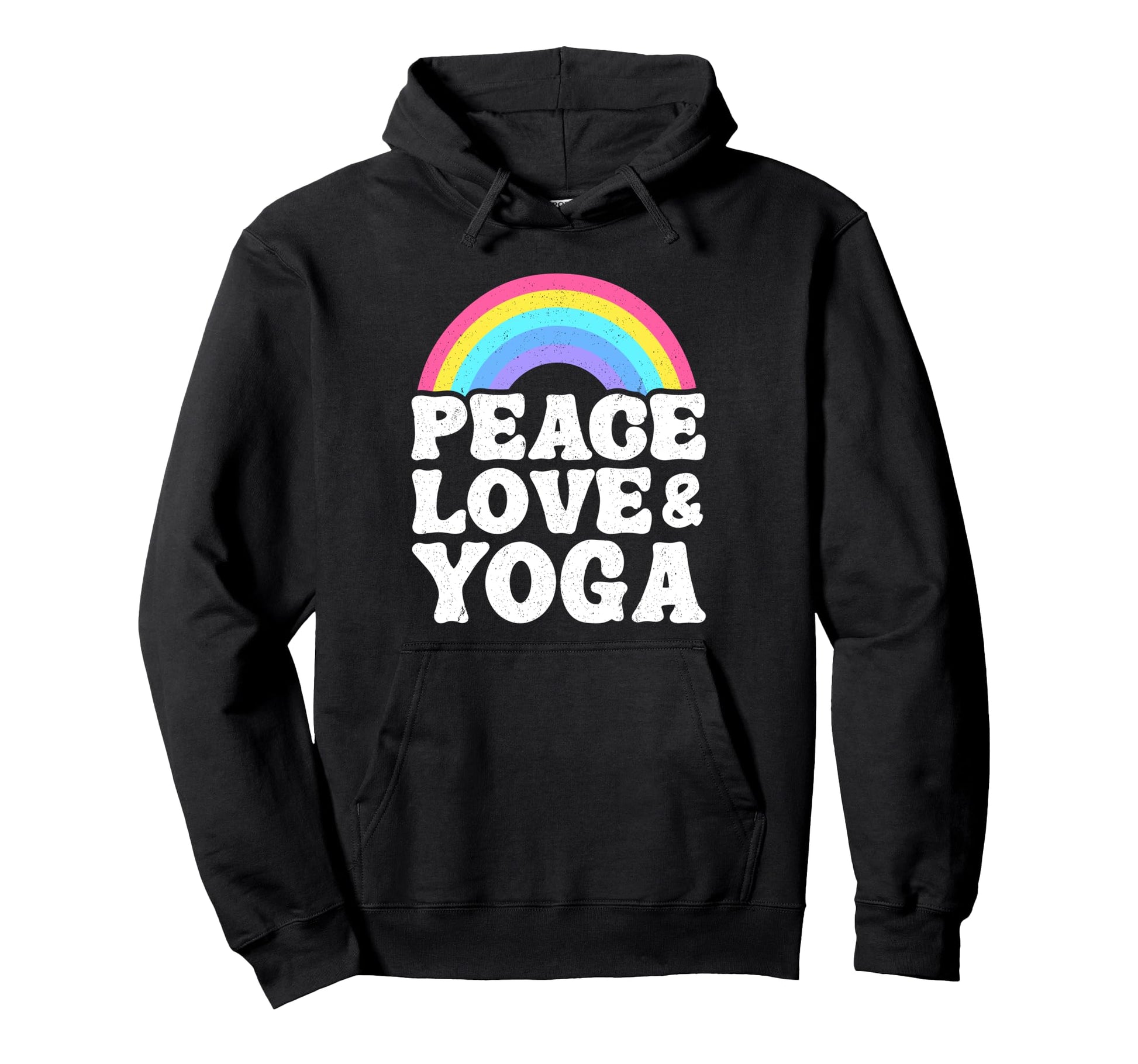 Peace Love Yoga Rainbow Hippie Yoga Hoodie - Custom Art Print Unisex - T-Shirt, Sweatshirt, Hoodie