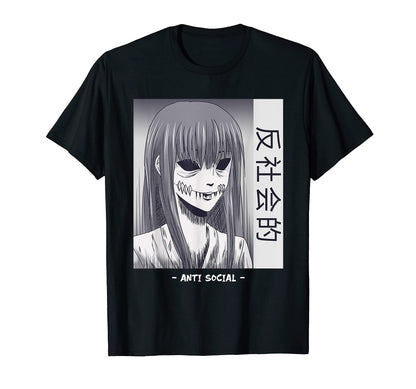 Anti Social Japanese Text Aesthetic T-Shirt - Graphic Print for Adults - T-Shirt, Sweatshirt, Hoodie