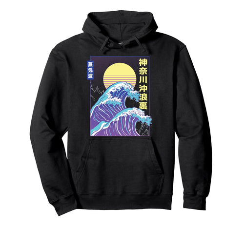Vaporwave Retrowave Big Wave Japanese Hoodie - Minimalist Print Unisex - T-Shirt, Sweatshirt, Hoodie