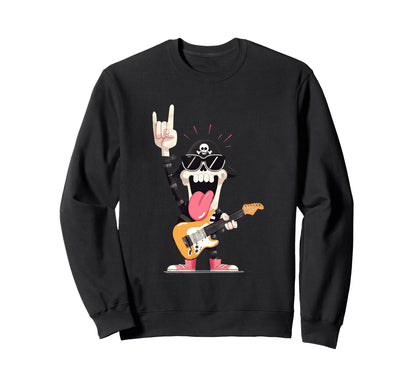 Rockstar Skeleton Punk Guitarist Sweatshirt - Minimalist Print Men Women - T-Shirt, Sweatshirt, Hoodie