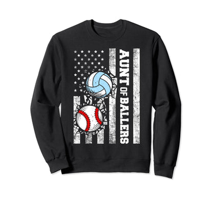Aunt Ballers Funny Usa Flag Sweatshirt - Novelty Apparel Men Women - T-Shirt, Sweatshirt, Hoodie