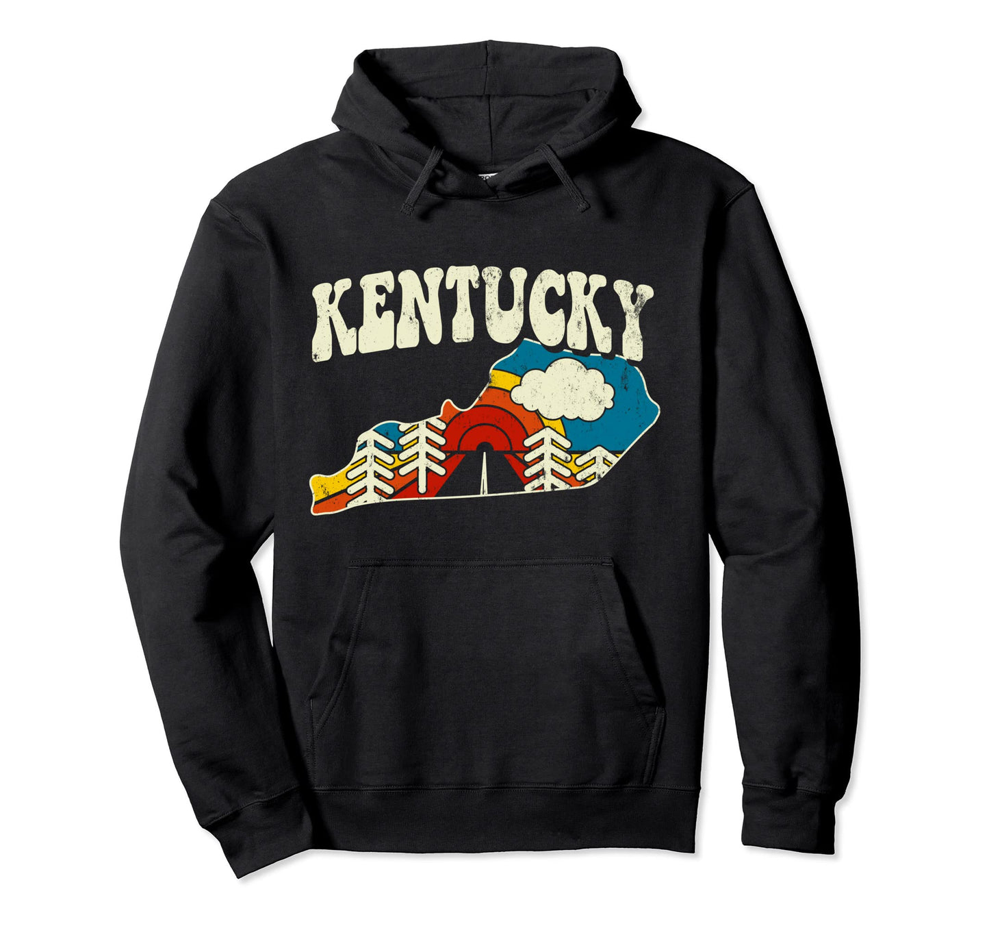 Kentucky State Rainbow Hippie 70S Map Hoodie - Aesthetic Graphic for Adults - T-Shirt, Sweatshirt, Hoodie