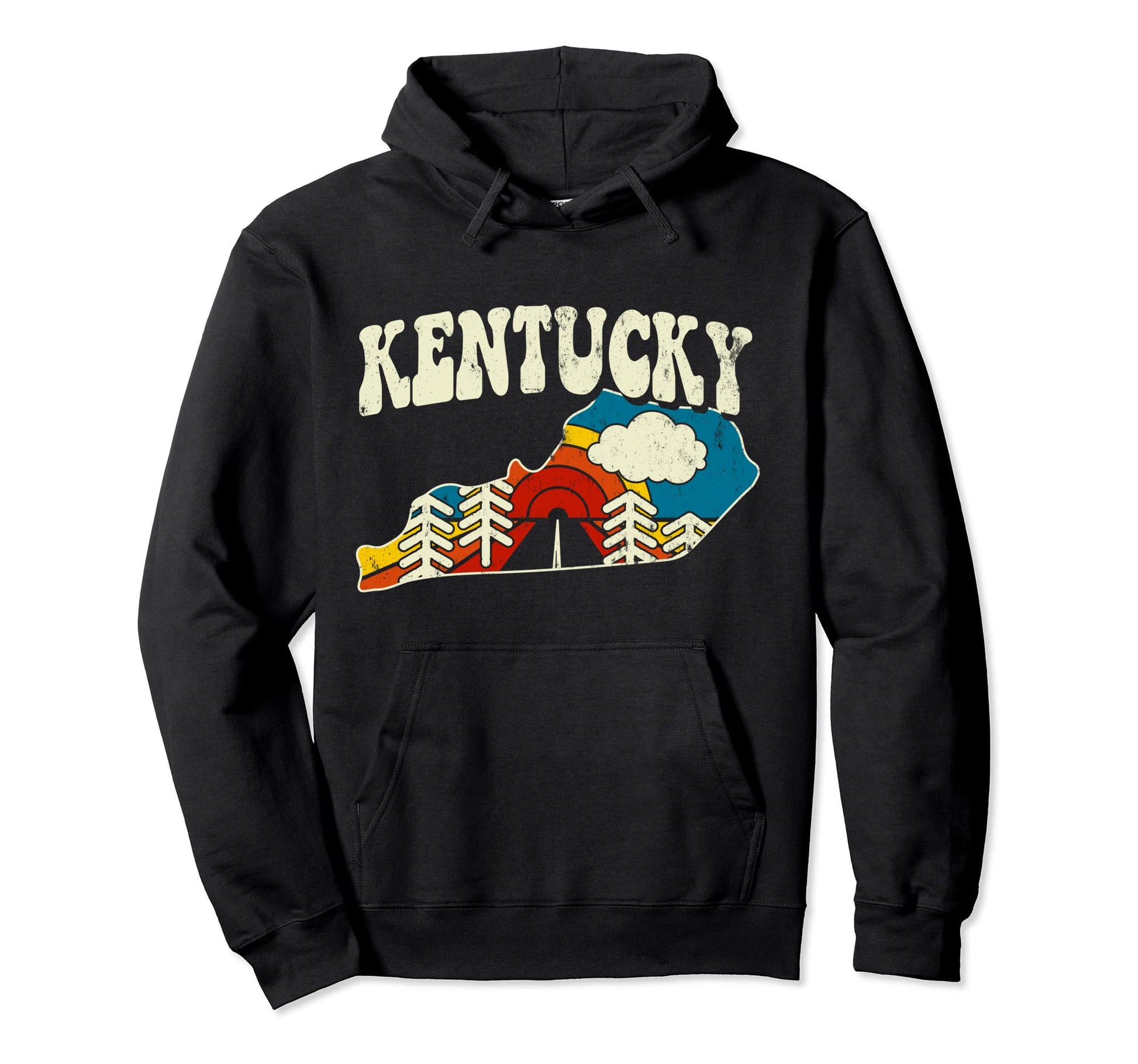 Kentucky State Rainbow Hippie 70S Map Hoodie - Aesthetic Graphic for Adults - T-Shirt, Sweatshirt, Hoodie