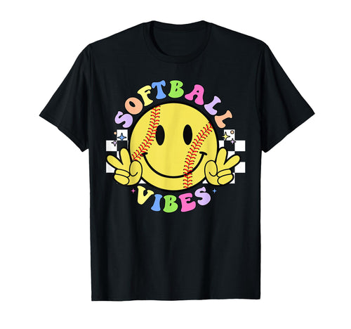 Softball Vibes Softball Mom Groovy Game T-Shirt - Minimalist Print Unisex - T-Shirt, Sweatshirt, Hoodie