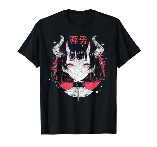 Goth Grunge Demon Anime Waifu Horror T-Shirt - Aesthetic Graphic Men Women - T-Shirt, Sweatshirt, Hoodie