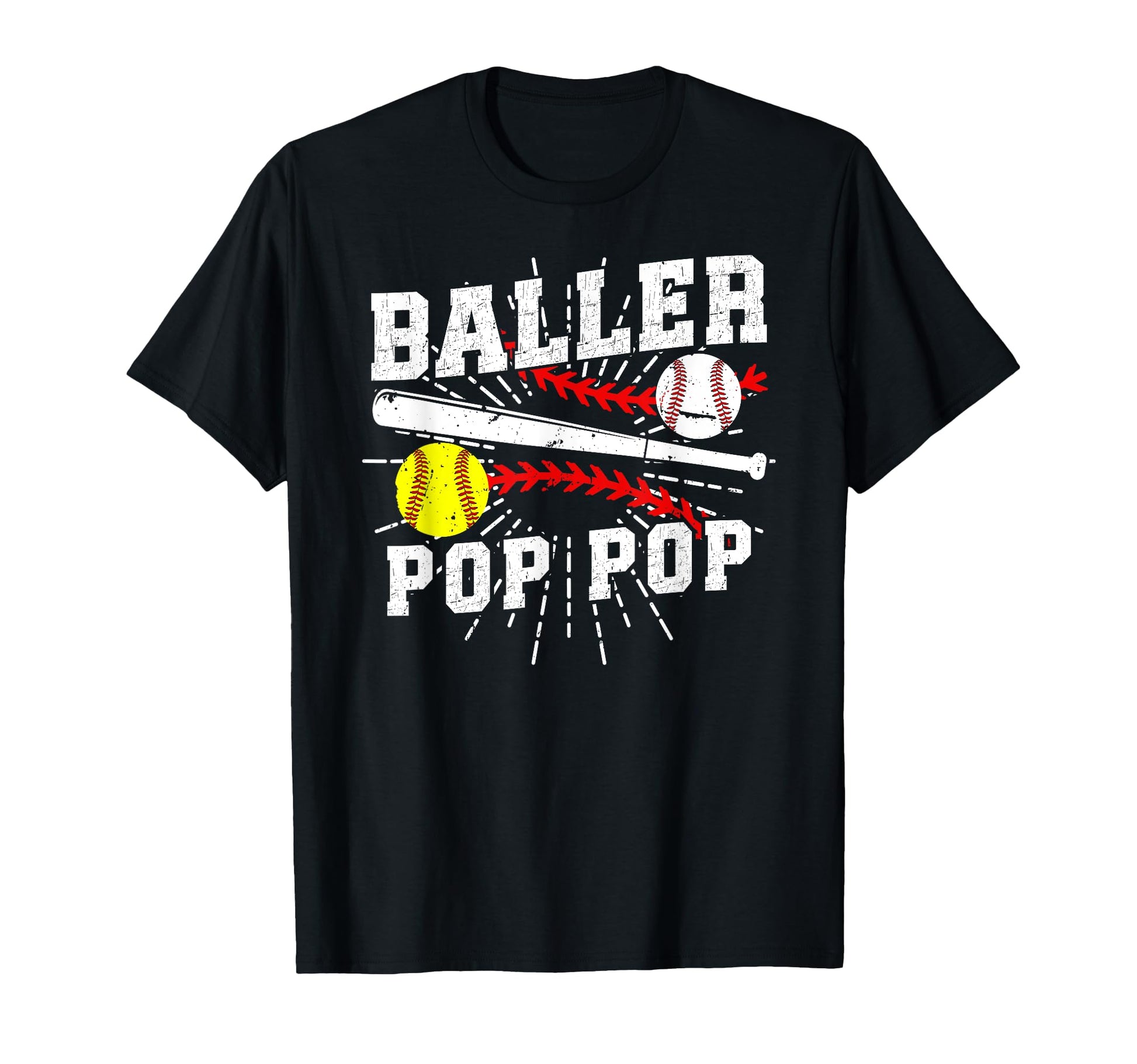 Baller Pop Pop Proud Softball T-Shirt - Fun Novelty Design for Adults - T-Shirt, Sweatshirt, Hoodie