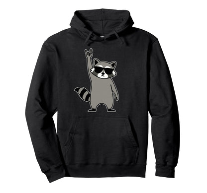 Raccoon Rock Music Band Concert Funny Hoodie - Fun Novelty Design Unisex - T-Shirt, Sweatshirt, Hoodie