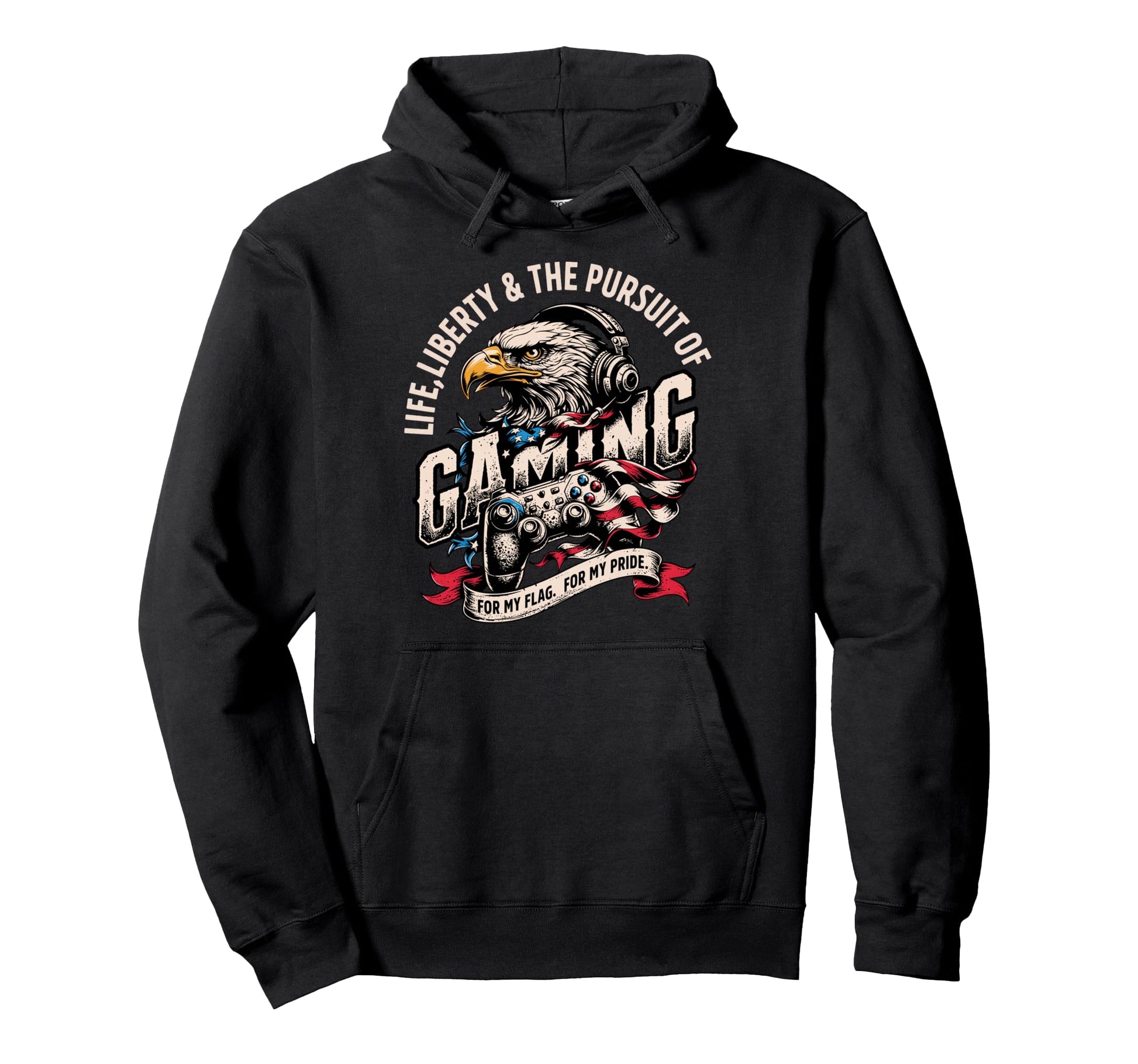 Funny Patriotic Usa Gamer Proud Gaming Hoodie - Streetwear Style Men Women - T-Shirt, Sweatshirt, Hoodie