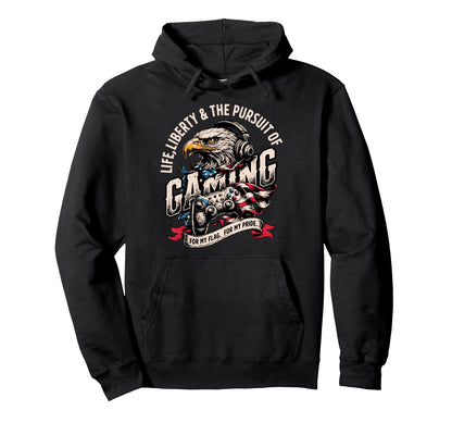 Funny Patriotic Usa Gamer Proud Gaming Hoodie - Streetwear Style Men Women - T-Shirt, Sweatshirt, Hoodie
