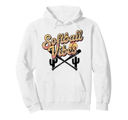 Softball Vibes Groovy Game Day Hoodie - Custom Art Print for Adults - T-Shirt, Sweatshirt, Hoodie