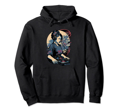 Geisha Dj Edm Japanese Kimono Vaporwave Hoodie - Custom Art Print Unisex - T-Shirt, Sweatshirt, Hoodie