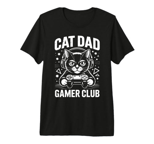 Funny Cat Dad Gamer Club Him Video Game T-Shirt - Aesthetic Graphic Unisex - T-Shirt, Sweatshirt, Hoodie
