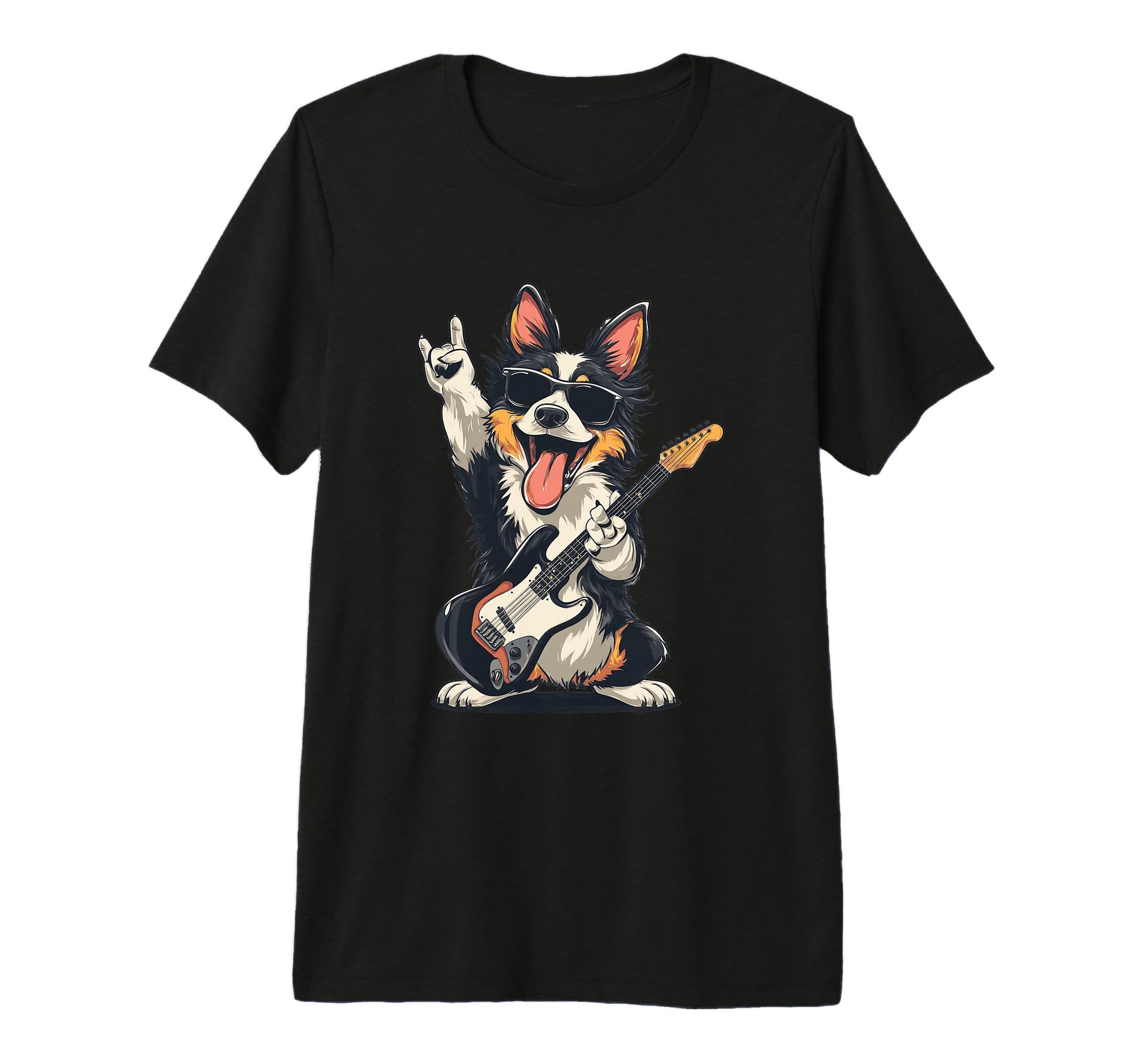 Funny Corgi Dog Playing Guitar Rock T-Shirt - Fun Novelty Design Unisex - T-Shirt, Sweatshirt, Hoodie